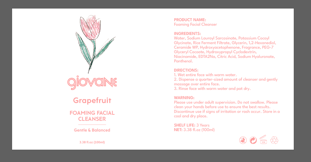 Giovane Gentle & Balanced Foaming Grapefruit Facial Cleanser & Wash