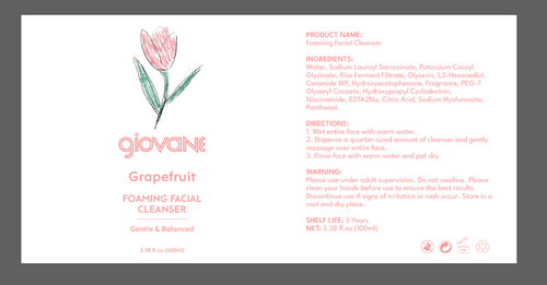 Giovane Gentle & Balanced Foaming Grapefruit Facial Cleanser & Wash