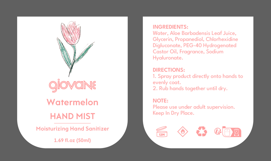 Giovane Moisturizing Watermelon Hand Sanitizer & Mist with Aloe